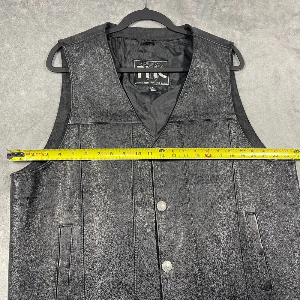 FMC by First Manufacturing Co Inc Mens Black Leather Vest Motorcycle Biker XXL‎